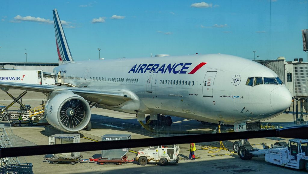 Air France Boeing 777 aircraft at airport gate