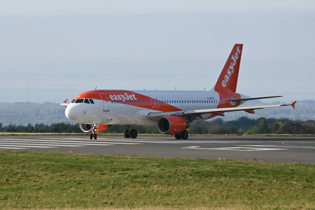 EasyJet Boeing 777 aircraft at airport gate