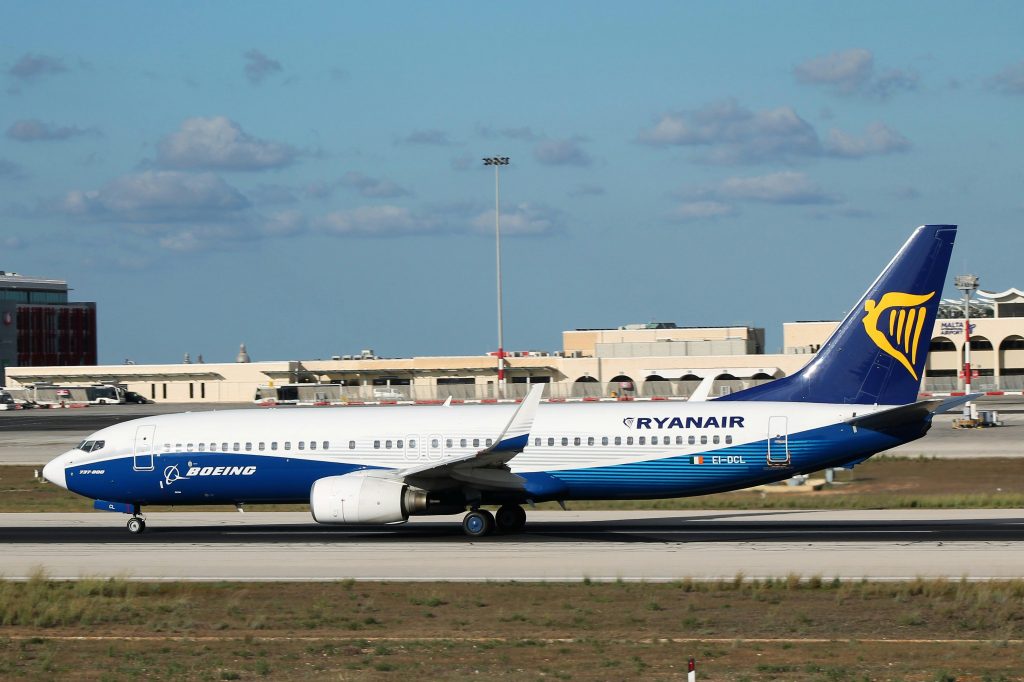 Ryanair 777 aircraft at airport gate